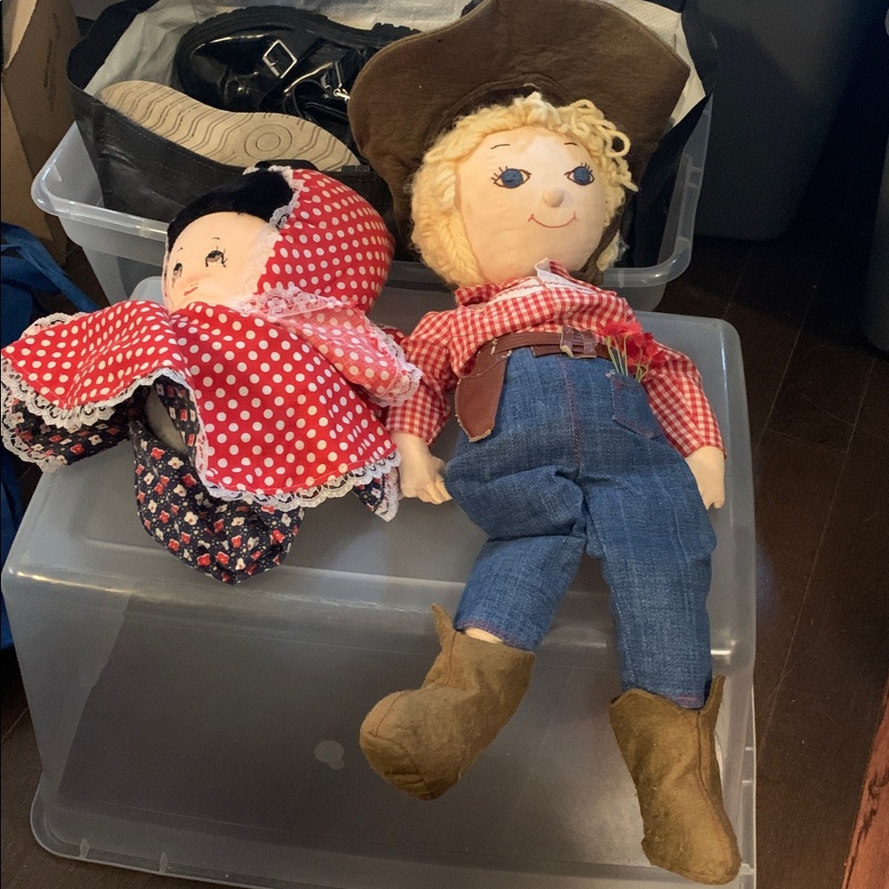 LOT 2 Vintage Toys Topsy Turvy & Cowgirl (-gun) The Reinhart Collection Handmade